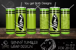 Green Crayon 20 Oz. Skinny Tumbler Wrap Sublimation Design Product Image 2