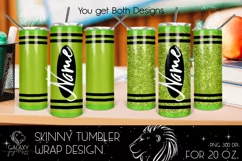 Green Crayon 20 Oz. Skinny Tumbler Wrap Sublimation Design Product Image 1
