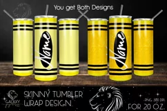 Yellow Crayon 20 Oz. Skinny Tumbler Wrap Sublimation Product Image 2