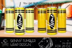 Yellow Crayon 20 Oz. Skinny Tumbler Wrap Sublimation Product Image 1