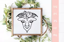 Floral Goat SVG File, Floral Farm Animal SVG Product Image 3