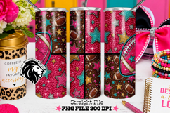 Glitter Football Tumbler Design, Stars, Teal Pink Product Image 2