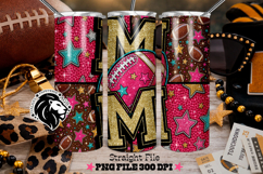 Glitter Football Mom Tumbler Design, Stars, Teal Pink Product Image 3