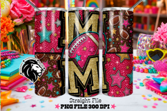 Glitter Football Mom Tumbler Design, Stars, Teal Pink Product Image 4