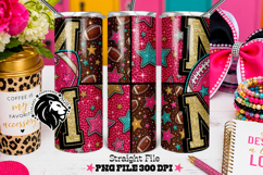 Glitter Football Mom Tumbler Design, Stars, Teal Pink Product Image 2