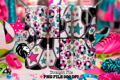 Glitter Soccer Tumbler Design, Stars, Teal Pink Product Image 2