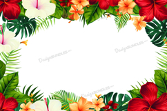 Tropical Leaves and Flowers Background Product Image 1