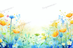 Spring flowers watercolor background Product Image 1