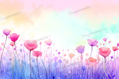 Spring flowers watercolor background Product Image 1