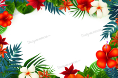 Tropical Leaves and Flowers Background Product Image 1