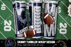 Add Photo White Silver Blue Football Mom Tumbler Design Product Image 1