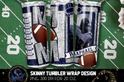 Add Photo White Silver Blue Football Mom Tumbler Design Product Image 2