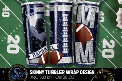 Add Photo Blue Silver Football Mom Tumbler Design, Football Product Image 1