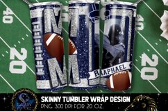 Add Photo Blue Silver Football Mom Tumbler Design, Football Product Image 2