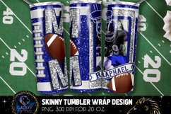 Add Photo Blue Silver Football Mom Tumbler Design, Football Product Image 2