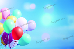 Colorful Balloons Digital paper, Party Balloons Background Product Image 1