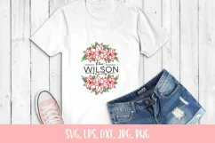 Christmas Poinsettia Floral Family Monogram SVG File Product Image 2