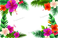 Tropical Leaves and Flowers Background Product Image 1