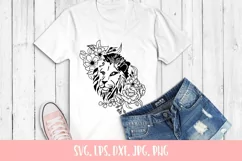 Floral Lion SVG File, Floral Wild Animal SVG Product Image 2