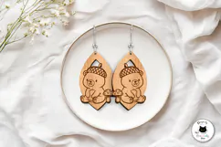 Cute Fall Bear Earrings SVG | Autumn Dangle Earrings Product Image 4