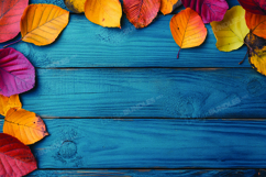 Autumn leaves on wooden background Product Image 1