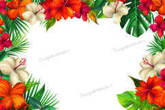 Tropical Leaves and Flowers Background Product Image 1