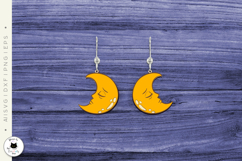 Sleepy Moon Earrings SVG | Celestial Earrings Laser Cut Product Image 2