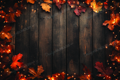 Autumn leaves on wooden background Product Image 1
