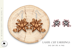 Gothic Valentine Earrings Laser Cut | Floral Pentagram Product Image 3