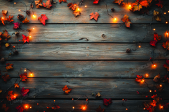 Autumn leaves on wooden background Product Image 1