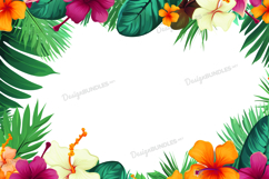 Tropical Leaves and Flowers Background Product Image 1