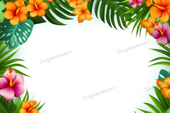 Tropical Leaves and Flowers Background Product Image 1