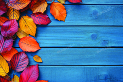 Autumn leaves on wooden background Product Image 1