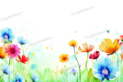 Spring flowers watercolor background Product Image 1
