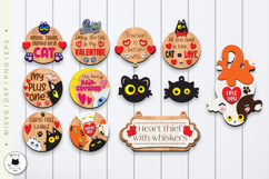 Layered Valentine Signs SVG | Cat Lover Round Sign Bundle Product Image 3