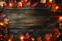 Autumn leaves on wooden background Product Image 1