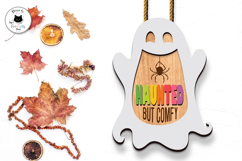 Layered Ghost Halloween Sign Laser Cut | Hanging Door Sign Product Image 3