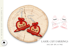 Teacher Apple Earrings Laser Cut SVG | School SVG Design Product Image 2