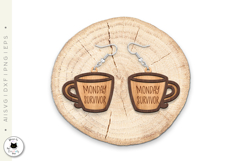Layered Coffee Cup Earrings Laser Cut | Sarcastic Earrings Product Image 3