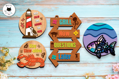 Layered Round Summer Sign SVG | Beach Laser Cut Decor Product Image 3