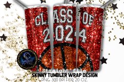 Red Faux Sequin Basketball Senior 2024 Tumbler Product Image 1