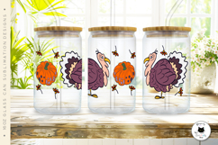 Thanksgiving Glass Can Wrap | Turkey Libbey Glass Can PNG Product Image 3