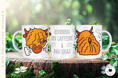 Sassy &amp; Naughty Highland Cow Mug Wrap | Cow PNG Designs Product Image 5