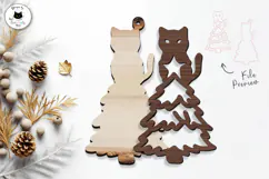 Layered Christmas Cat Ornaments Laser Cut SVG Product Image 4