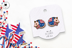 Cute Possum Earrings SVG | Patriotic Laser Cut Studs Product Image 4