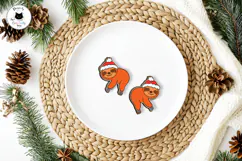 Cute Christmas Sloth Stud Earrings SVG | Laser Cut Jewelry Product Image 6