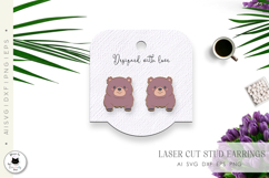 Grizzly Bear Stud Earrings | Animal Laser Cut Earrings Product Image 2