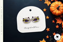 Black Cat Mummy Laser Stud Earrings | Halloween Earrings Product Image 3