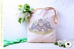 Funny Hippo Stampede Animal Illustration | Animal PNG Design Product Image 3