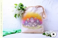 Funny Hippo Stampede Animal Illustration | Animal PNG Design Product Image 4